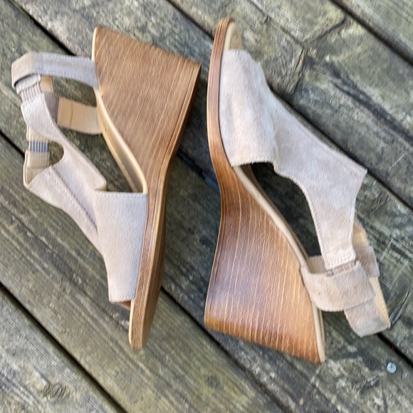 Italian Wedge Heels Peep Toe Suede - Picture 2 of 9